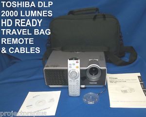 Toshiba TDP T9 DLP HD Home Theater Computer Projector Travel Bag Remote Cables