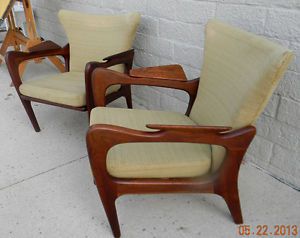 Pair Adrian Pearsall Walnut Lounge Chairs Mid Century Danish Modern Eames Knoll