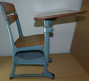 Antique Vintage School Student Child Desk Chair w Cubby Envoy American Seating