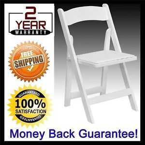 Best White Wood Folding Ceremony Chair Padded Vinyl Seat Wedding Dining Office