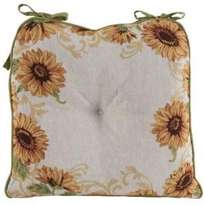 Set 4 Tapestry Country Sunflowers Kitchen Dining Chair Seat Cushions Pads