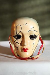 Lovely Vintage Musical Mask Drama Muse Porcelain Face Hand Painted Wall Art