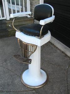 Antique Vintage Koken Enameled Childs Barber Chair for Restoration