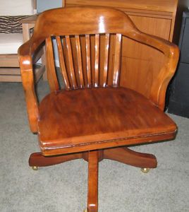Antique Solid Walnut Office Chair Tilt Swivel