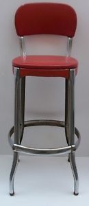 Retro Atomic Era Cosco Red Chrome Bar Stool Chair Unusual Mid Century Modern