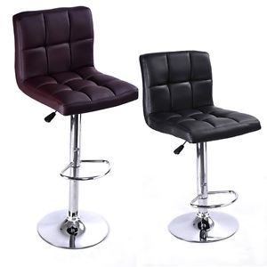 2 Bar Stools PU Leather Barstools Chairs Adjustable Counter Swivel Pub Style
