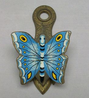 Vintage Allied Brass Butterfly Clip Document Holder Desktop or Wall Mount Blue