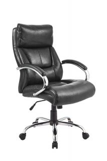 Big Tall Black Leather Office Executive High Back Chair w 400lb Weight Limit
