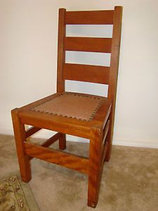 Auth Antique Signed Stickley Bros Quaint Furniture Side Chair Mission Oak