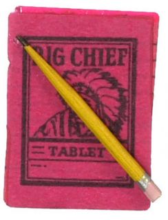Doll House Mini Miniature Big Chief Tablet with Pencil Pad Paper Notebook IM657
