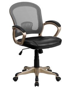 Flash Furniture Mid Back Mesh Office Chair with Black Leather Seat