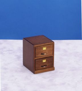 Doll House Mini Walnut File Cabinet Office Furniture