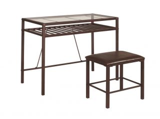 Kings Brand Bronze Finish Metal Annabella Collection Desk with Stool New