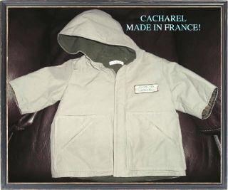 NWT Cacharel Baby Boys Designer Infant Coat Khaki w Fleece Lining 3 Months