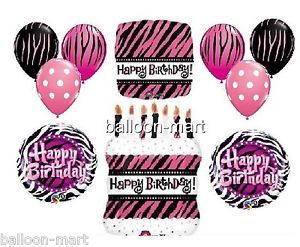 Girls Pink Zebra Polka Dots Birthday Party Supplies Balloons Decorations Favors