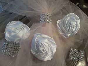 300 Silver Rhinestone Bling Wedding Napkin Rings Holder or Chair Sash 6 Row