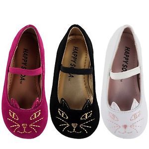 New Happy Soda Meow Cute Baby Toddler Girls Mary Jane Ballet Black Flats Shoes