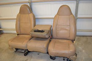 Ford F250 F350 Super Duty Lariat Captain Chairs Jump Seat Tan Buckets Leather