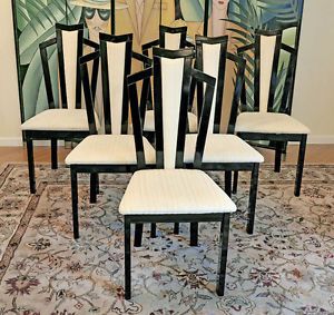 6 Italian Fine Quality Art Deco Mid Century Dining Chairs