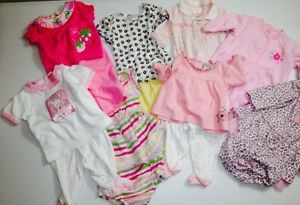 Lot of 8 Carter 0 3 Months Girl Baby Outfits Sets Pink Toddler Clothing GUC