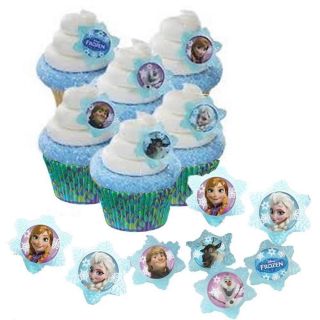 Disney Frozen Anna Elsa Olaf Cupcake Topper 12x Birthday Party Favor Supplies