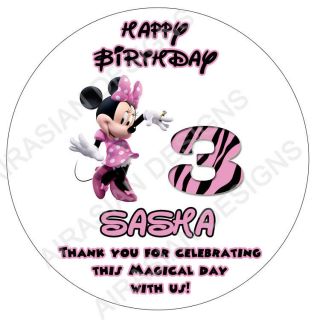 Minnie Mouse Zebra Birthday Party Favor Bag Lollipop Sticker Labels