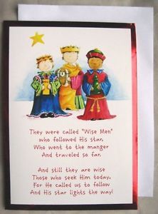 18 Red Foil Christmas Cards Wise Men Children Bible Verse Religious Star Card