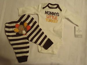 Carters Baby Boys NB 2 Piece Thanksgiving Bodysuit Turkey Butt Pant Outfit