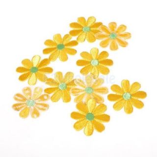 10x 10pcs Yellow Embroidered Applique Flowers Patch Iron on Sew DIY Craft Decor