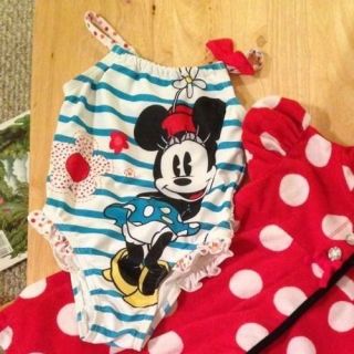  Minnie Mouse Swim Suit 2T Blue Stripes Bathing 18 24 MO Fit