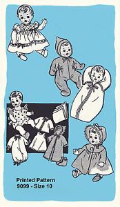 Vintage Baby Doll Clothes Pattern 9099 10" Patsy Babyette Boy and Girl