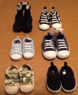 Infant Baby Boy Sneaker Shoes Lot of 6 Booties Size Newborn 3 6 Like New and New