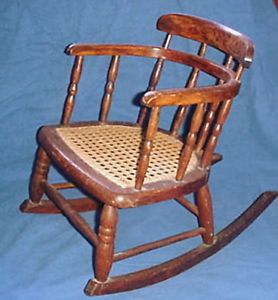 Antique Childs Windsor Bowback Rocking Chair