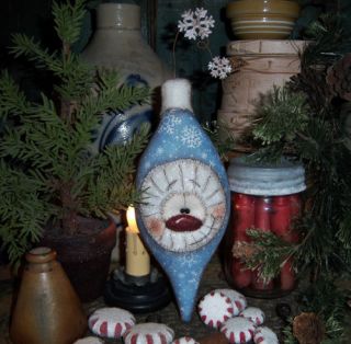 Primitive Christmas Snowflake 8" Ornament Snowman Doll Vtg Patti's Ratties Bear