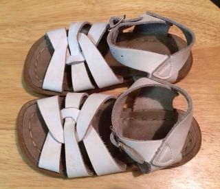 Toddler Girls Sz 6 White Salt Water Leather Sandals Spring Summer Easter Shoes