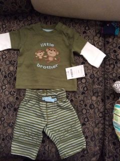 Gymboree Newborn Baby Infant Monkey Little Brother Boy Outfit