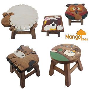 Osaka Kids Wooden Stool Chair Mango Wood Timber Designer Children Furniture New
