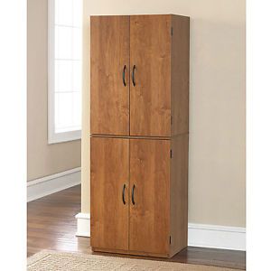 Honey Wood 4 Door Wardrobe Storage Cabinet Home Office Furniture Decor Bedroom