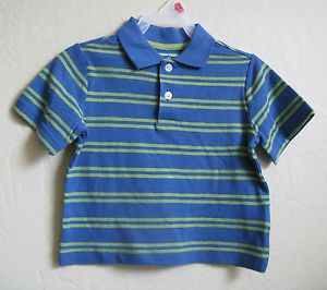 Infant Boys SS Striped Polo Shirt Blue Lime Size 12M 18M