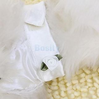 Pet Dog Puppy Wedding Dress White Luxury Lace Satin Ribbon Bow Apparel Clothes M