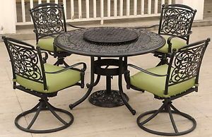New Outdoor Furniture Dining 48" Round Metal Table Chairs Set Patio Deck Seating