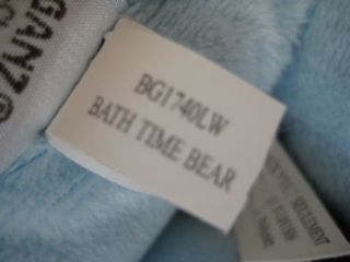 Baby Ganz Bath Time Bear Blue White Cross Blanket Plush Stuffed Tan Towel Teddy