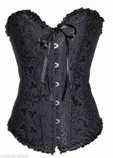 Sexy Brocade Boned Corset Basques and Thong Lingerie Laced Costumes Set 819