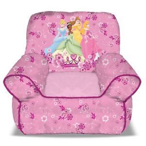 New Disney Princess Bean Bag Sofa Chair Kids Pink Comfy Characters Seat Bedroom