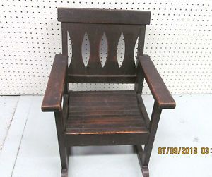 Child's Oak Mission Arts Crafts Rocker Rocking Chair Slat Seat C 1910 1920