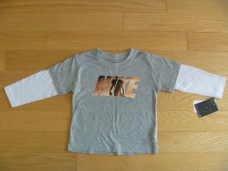 Toddler Boys Nike Long Sleeve Gray White Football Layered T Shirt Size 4 4T