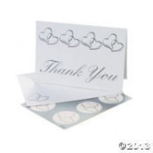 12 Wedding Two Heart Thank You Cards Appreciation Gifts with Stickers Seals