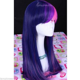 55cm Mixed Color Curly Full Hair Wig with Adjustable Hook for Cosplay Party New