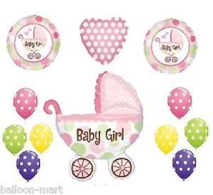 It's A Girl Carriage Polka Dot Baby Shower Balloons Set Kit Decorations Supplies