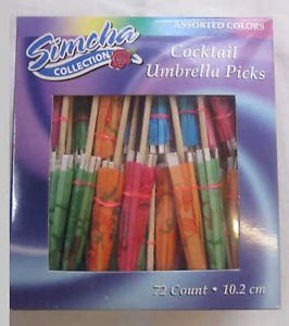 Simcha Collection Cocktail Paper Umbrella Picks Assorted Colors 72 per Pack